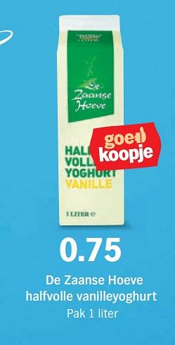 Aanbiedingen De zaanse hoeve halfvolle vanilleyoghurt - Huismerk - Albert Heijn - Geldig van 20/11/2017 tot 26/11/2017 bij Albert Heijn
