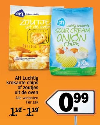 Aanbiedingen Luchtig krokante chips of zoutjes uit de oven - Huismerk - Albert Heijn - Geldig van 20/11/2017 tot 26/11/2017 bij Albert Heijn