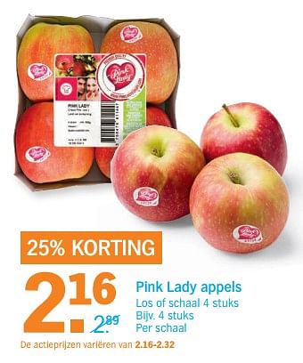Aanbiedingen Pink lady appels - Huismerk - Albert Heijn - Geldig van 20/11/2017 tot 26/11/2017 bij Albert Heijn