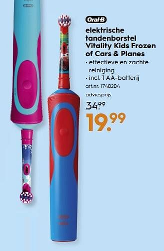 Aanbiedingen Oral-b elektrische tandenborstel vitality kids frozen of cars + planes - Oral-B - Geldig van 18/11/2017 tot 05/12/2017 bij Blokker