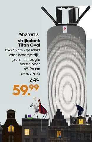 Aanbiedingen Strijkplank titan oval - Brabantia - Geldig van 18/11/2017 tot 05/12/2017 bij Blokker