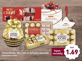 Aanbiedingen Ferrero rocher, mon chéri en raffaello chocolade - Ferrero - Geldig van 20/11/2017 tot 26/11/2017 bij Aldi