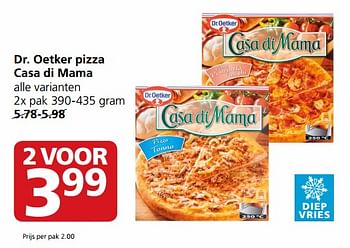 Aanbiedingen Dr. oetker pizza casa di mama - Dr. Oetker - Geldig van 20/11/2017 tot 26/11/2017 bij Jan Linders