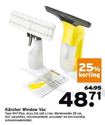Aanbiedingen Kärcher window vac type wv1 plus - Kärcher - Geldig van 20/11/2017 tot 26/11/2017 bij Gamma