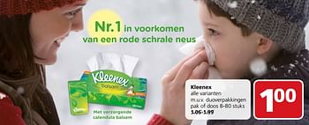 Aanbiedingen Kleenex alle varianten m.u.v. duoverpakkingen - Kleenex - Geldig van 20/11/2017 tot 26/11/2017 bij Jan Linders