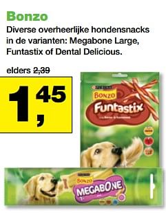 Aanbiedingen Bonzo diverse overheerlijke hondensnacks - Purina - Geldig van 20/11/2017 tot 03/12/2017 bij Jumper