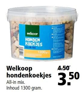 Aanbiedingen Welkoop hondenkoekjes all-in mix. - Huismerk - Welkoop - Geldig van 20/11/2017 tot 03/12/2017 bij Welkoop