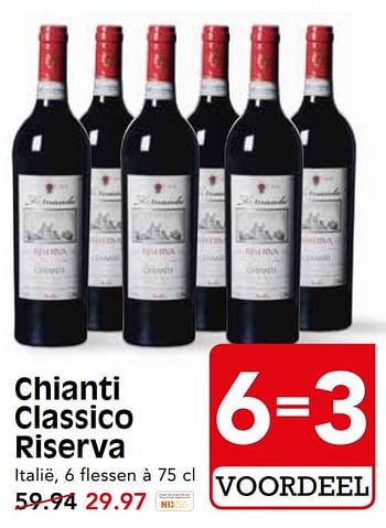 Aanbiedingen Chianti classico riserva - Rode wijnen - Geldig van 19/11/2017 tot 25/11/2017 bij Em-té