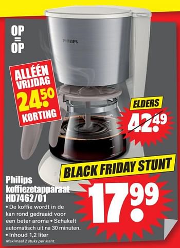 Aanbiedingen Philips koffiezetapparaat hd7462-01 - Philips - Geldig van 24/11/2017 tot 24/11/2017 bij Lekker Doen