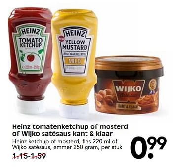 Aanbiedingen Heinz tomatenketchup of mosterd of wijko satésaus kant + klaar - Huismerk - Em-té - Geldig van 19/11/2017 tot 25/11/2017 bij Em-té
