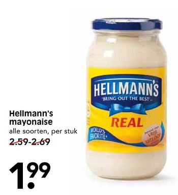 Aanbiedingen Hellmann`s mayonaise - Hellman's - Geldig van 19/11/2017 tot 25/11/2017 bij Em-té