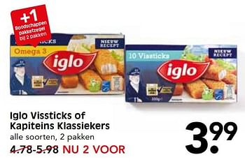 Aanbiedingen Iglo vissticks of kapiteins klassiekers - Iglo - Geldig van 19/11/2017 tot 25/11/2017 bij Em-té