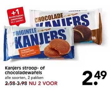 Aanbiedingen Kanjers stroop- of chocoladewafels - Kanjers - Geldig van 19/11/2017 tot 25/11/2017 bij Em-té