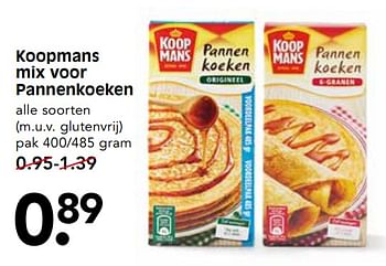 Aanbiedingen Koopmans mix voor pannenkoeken - Koopmans - Geldig van 19/11/2017 tot 25/11/2017 bij Em-té