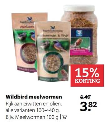 Aanbiedingen Wildbird meelwormen - Wildbird - Geldig van 20/11/2017 tot 03/12/2017 bij Boerenbond
