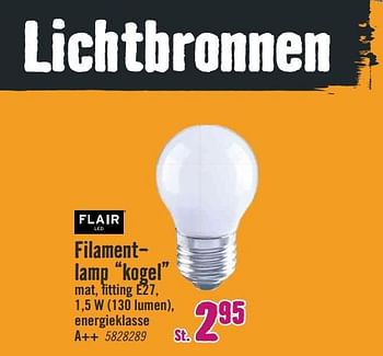 Aanbiedingen Filamentlamp kogel - Huismerk Hornbach - Geldig van 20/11/2017 tot 03/12/2017 bij Hornbach