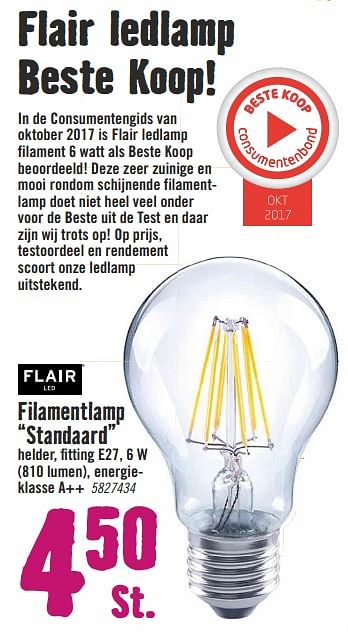 Aanbiedingen Filamentlamp standaard - Flair - Geldig van 20/11/2017 tot 03/12/2017 bij Hornbach