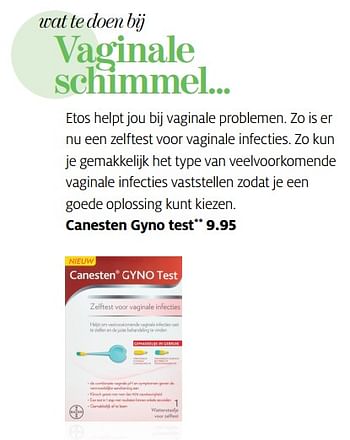 Aanbiedingen Canesten gyno test - Canesten - Geldig van 20/11/2017 tot 03/12/2017 bij Etos