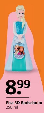 Aanbiedingen Elsa 3d badschuim - Disney  Frozen - Geldig van 20/11/2017 tot 03/12/2017 bij Etos