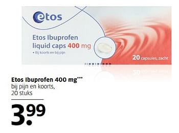 Aanbiedingen Etos ibuprofen - Huismerk - Etos - Geldig van 20/11/2017 tot 03/12/2017 bij Etos