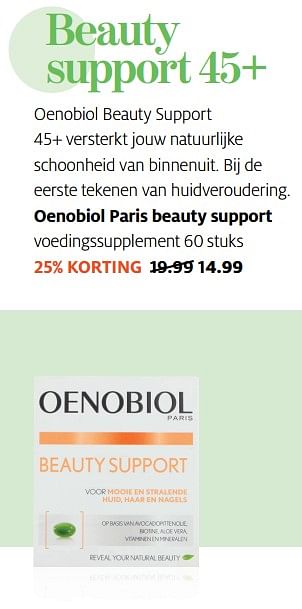 Aanbiedingen Oenobiol paris beauty support - Oenobiol - Geldig van 20/11/2017 tot 03/12/2017 bij Etos