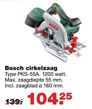Aanbiedingen Bosch cirkelzaag type pks-55a - Bosch - Geldig van 20/11/2017 tot 26/11/2017 bij Praxis