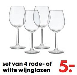 Aanbiedingen Set van 4 rode- of witte wijnglazen - Huismerk - Hema - Geldig van 20/11/2017 tot 05/12/2017 bij Hema