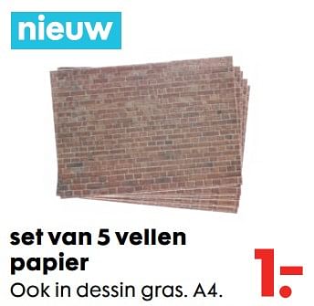 Aanbiedingen Set van 5 vellen papier ook in dessin gras - Huismerk - Hema - Geldig van 20/11/2017 tot 05/12/2017 bij Hema