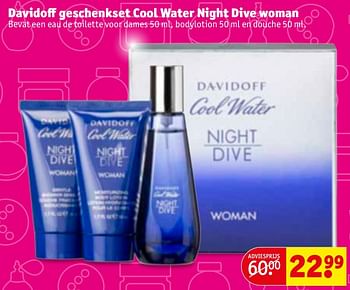 Aanbiedingen Davidoff geschenkset cool water night dive woman - Davidoff - Geldig van 21/11/2017 tot 26/11/2017 bij Kruidvat
