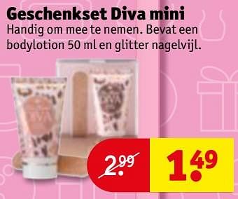 Aanbiedingen Geschenkset diva mini - Diva - Geldig van 21/11/2017 tot 26/11/2017 bij Kruidvat