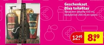 Aanbiedingen Geschenkset diva toilettas - Diva - Geldig van 21/11/2017 tot 26/11/2017 bij Kruidvat