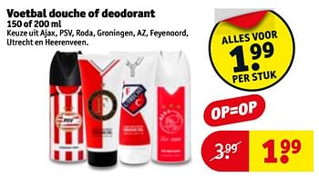 Aanbiedingen Voetbal douche of deodorant - Huismerk - Kruidvat - Geldig van 21/11/2017 tot 26/11/2017 bij Kruidvat