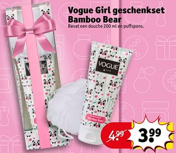 Aanbiedingen Vogue girl geschenkset bamboo bear - Vogue - Geldig van 21/11/2017 tot 26/11/2017 bij Kruidvat