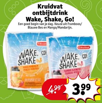 Aanbiedingen Kruidvat ontbijtdrink wake, shake, go! - Huismerk - Kruidvat - Geldig van 21/11/2017 tot 26/11/2017 bij Kruidvat