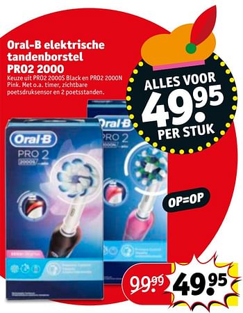 Aanbiedingen Oral-b elektrische tandenborstel pro2 2000 - Oral-B - Geldig van 21/11/2017 tot 26/11/2017 bij Kruidvat