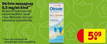 Aanbiedingen Otrivin neusspray 0.5 mg-ml kind - Otrivin - Geldig van 21/11/2017 tot 26/11/2017 bij Kruidvat