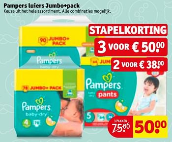 Aanbiedingen Pampers luiers jumbo+pack - Pampers - Geldig van 21/11/2017 tot 26/11/2017 bij Kruidvat