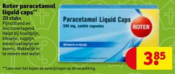 Aanbiedingen Roter paracetamol liquid caps - Roter - Geldig van 21/11/2017 tot 26/11/2017 bij Kruidvat
