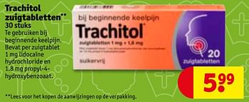 Aanbiedingen Trachitol zuigtabletten - Trachitol - Geldig van 21/11/2017 tot 26/11/2017 bij Kruidvat