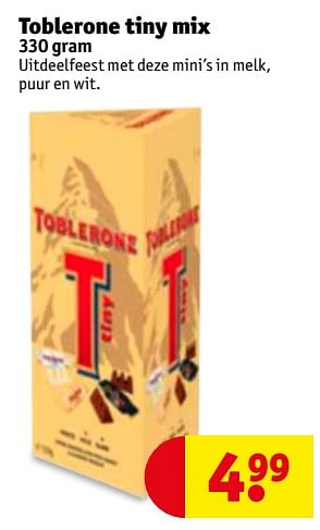Aanbiedingen Toblerone tiny mix - Toblerone - Geldig van 21/11/2017 tot 26/11/2017 bij Kruidvat