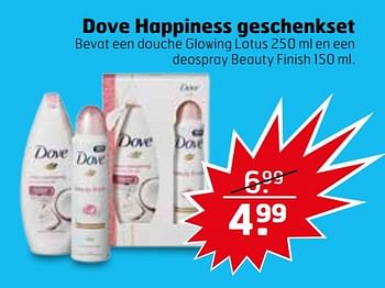 Aanbiedingen Dove happiness geschenkset - Dove - Geldig van 21/11/2017 tot 26/11/2017 bij Trekpleister
