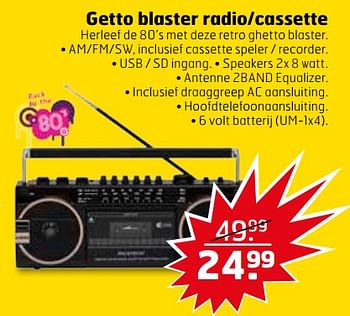 Aanbiedingen Getto blaster radio-cassette - Huismerk - Trekpleister - Geldig van 21/11/2017 tot 26/11/2017 bij Trekpleister