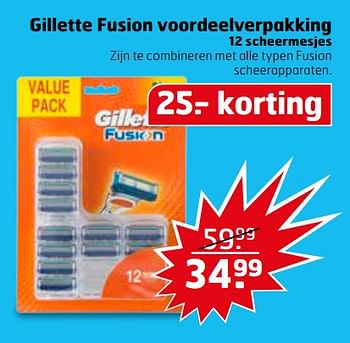 Aanbiedingen Gillette fusion voordeelverpakking - Gillette - Geldig van 21/11/2017 tot 26/11/2017 bij Trekpleister