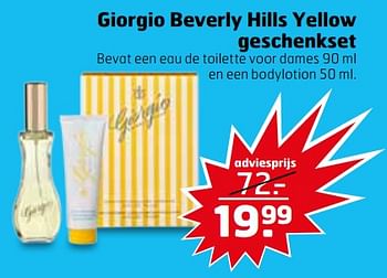 Aanbiedingen Giorgio beverly hills yellow geschenkset - Giorgio Beverly Hills - Geldig van 21/11/2017 tot 26/11/2017 bij Trekpleister