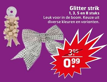 Aanbiedingen Glitter strik - Huismerk - Trekpleister - Geldig van 21/11/2017 tot 26/11/2017 bij Trekpleister
