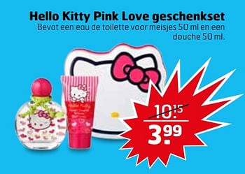 Aanbiedingen Hello kitty pink love geschenkset - Hello kitty - Geldig van 21/11/2017 tot 26/11/2017 bij Trekpleister