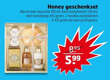 Aanbiedingen Honey geschenkset - Huismerk - Trekpleister - Geldig van 21/11/2017 tot 26/11/2017 bij Trekpleister