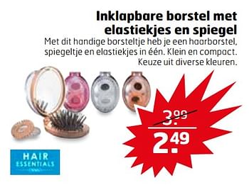 Aanbiedingen Inklapbare borstel met elastiekjes en spiegel - Huismerk - Trekpleister - Geldig van 21/11/2017 tot 26/11/2017 bij Trekpleister