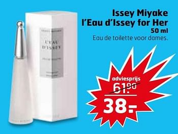 Aanbiedingen Issey miyake l`eau d`issey for her - Issey Miyake - Geldig van 21/11/2017 tot 26/11/2017 bij Trekpleister