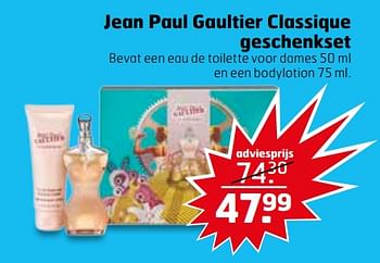Aanbiedingen Jean paul gaultier classique geschenkset - Jean Paul Gaultier - Geldig van 21/11/2017 tot 26/11/2017 bij Trekpleister